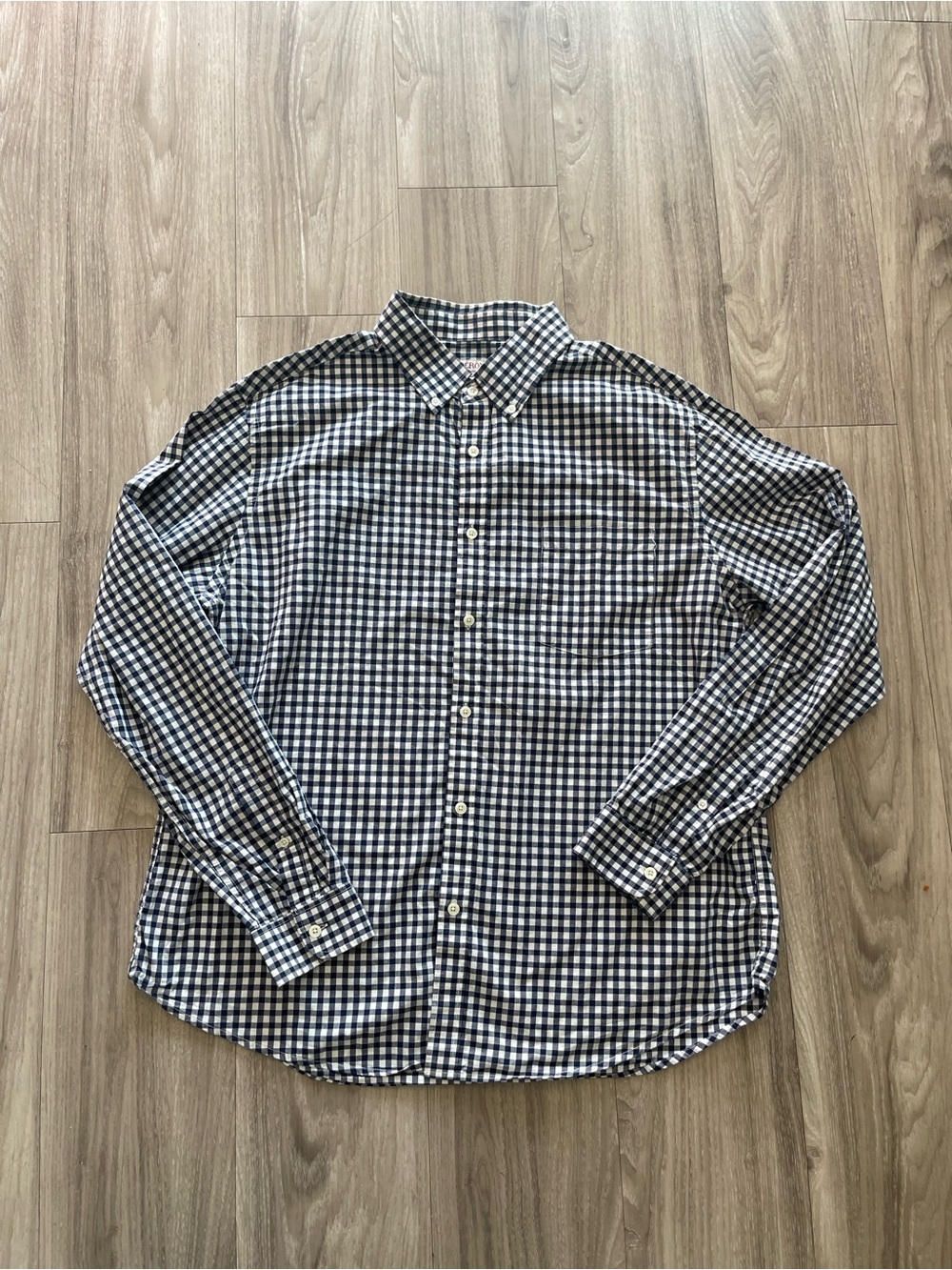 Merona Navy and White Gingham Button-Down Shirt